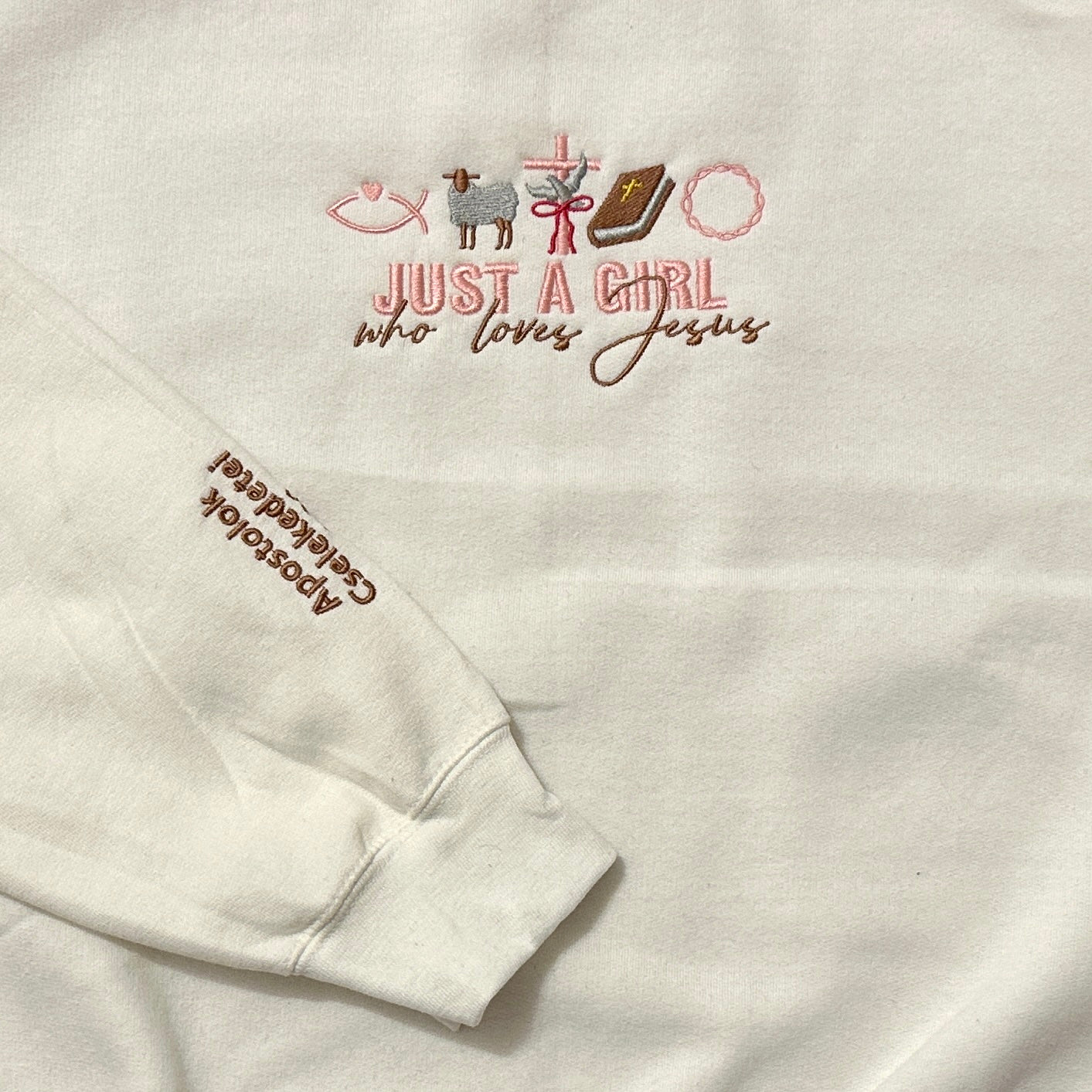 Just A Girl Who Loves Jesus - Embroidered Classic Unisex Crewneck Sweatshirt