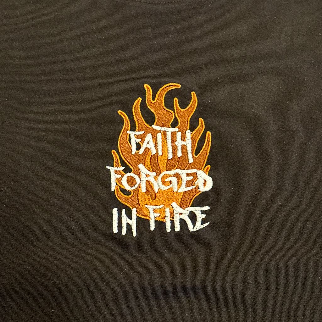 Faith Forged In Fire - OVERSIZED Embroidered T-shirt