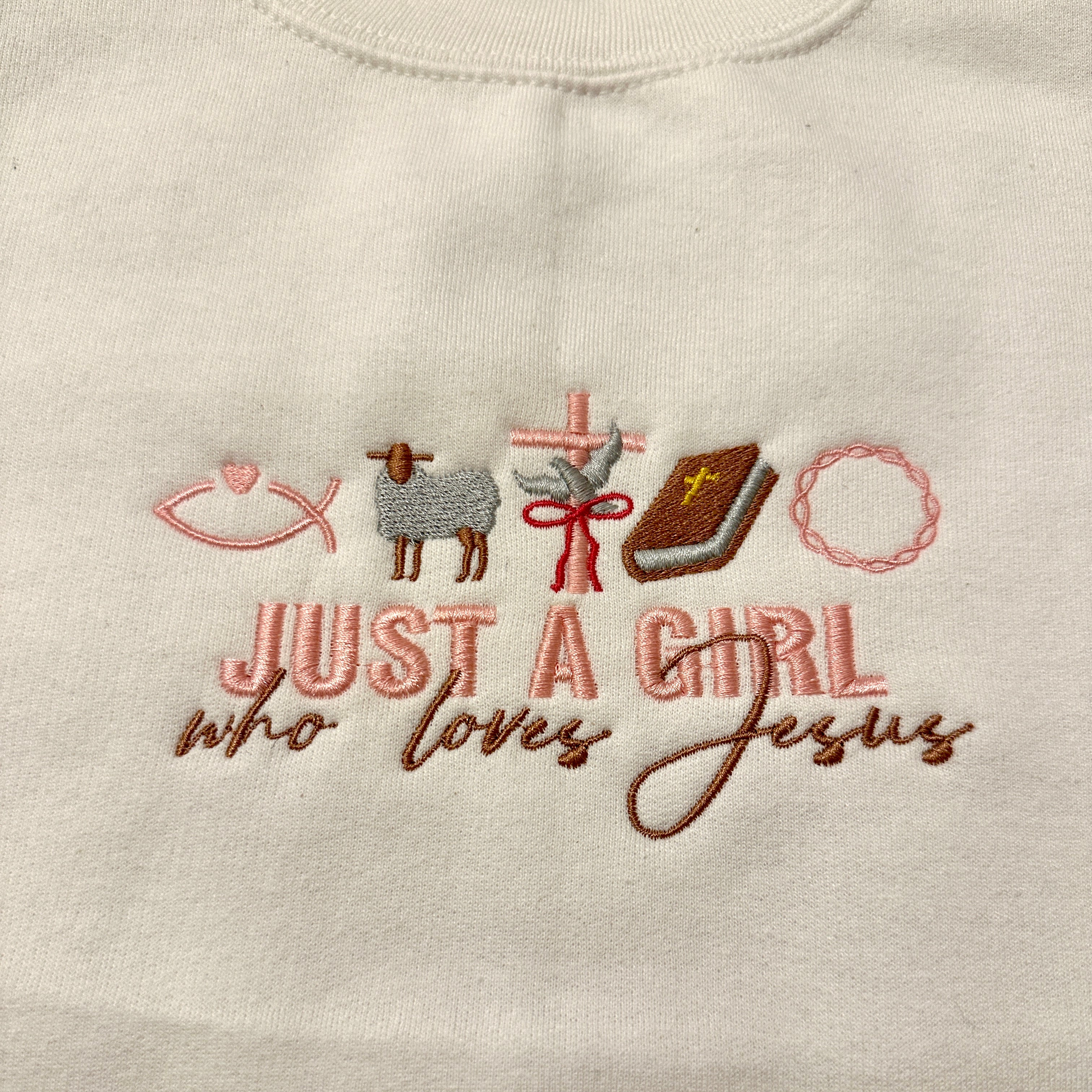 Just A Girl Who Loves Jesus - Embroidered Classic Unisex Crewneck Sweatshirt