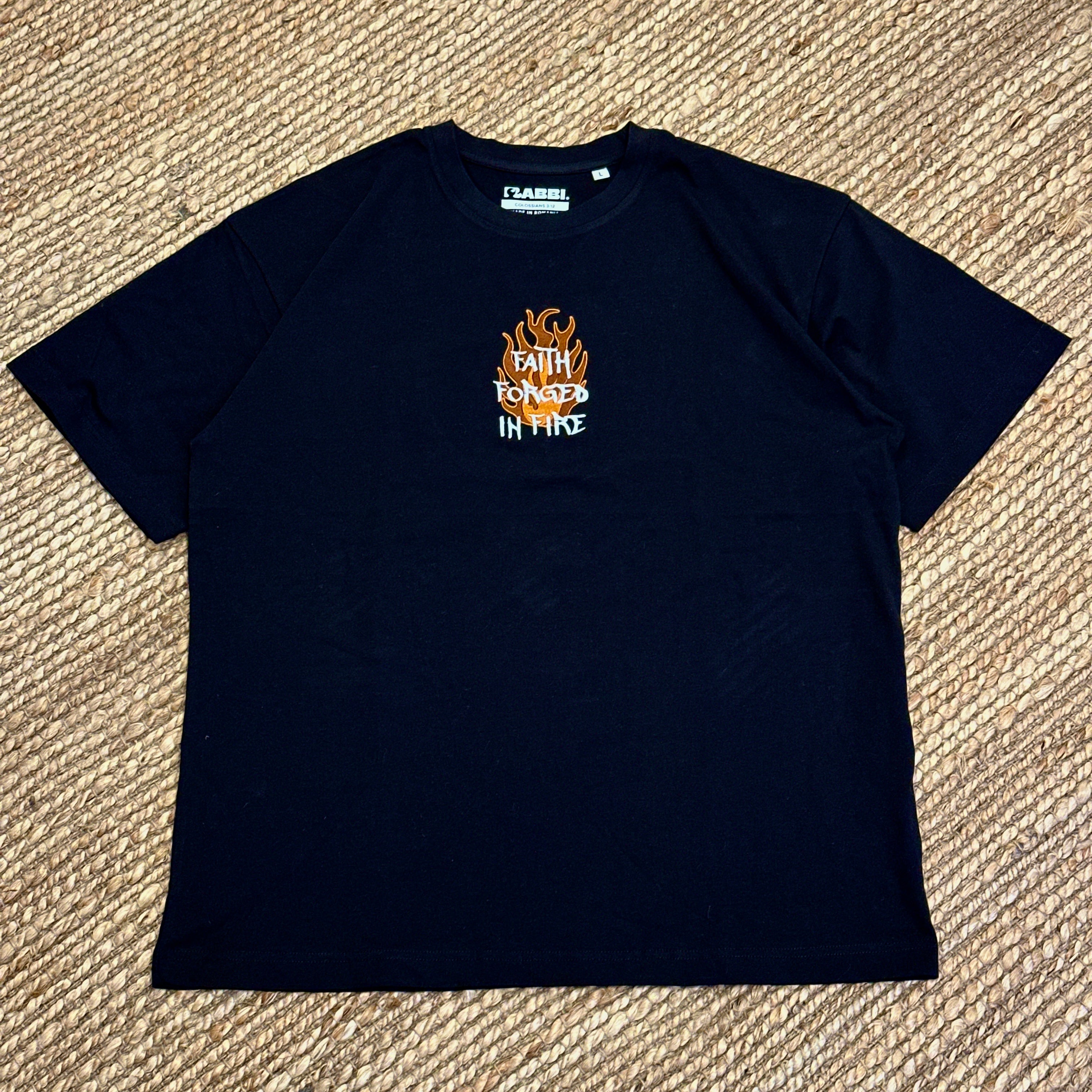 Faith Forged In Fire - OVERSIZED Embroidered T-shirt